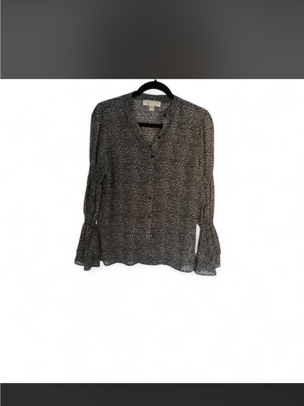 Michael Kors Black & White Dotted animal print Bell-Sleeve Blouse